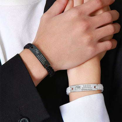 Simple Black and White Romantic Woven Couple Engraved Bracelets