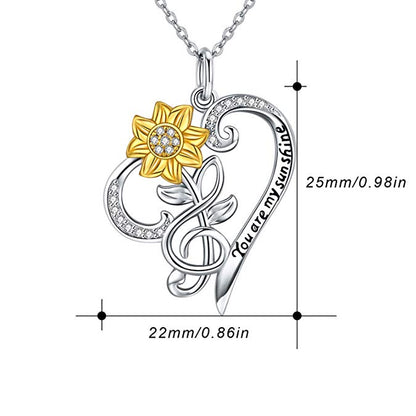 Sterling Silver “You are my sunshine” Sunflower Pendant Necklace