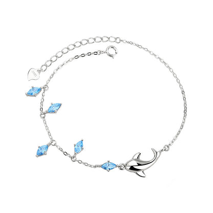 Bracelet d'amour dauphin en argent sterling