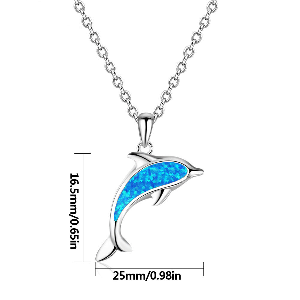 Collier pendentif dauphin océanique en argent sterling