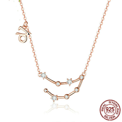 Collier Zodiaque Or Rose en Argent Sterling