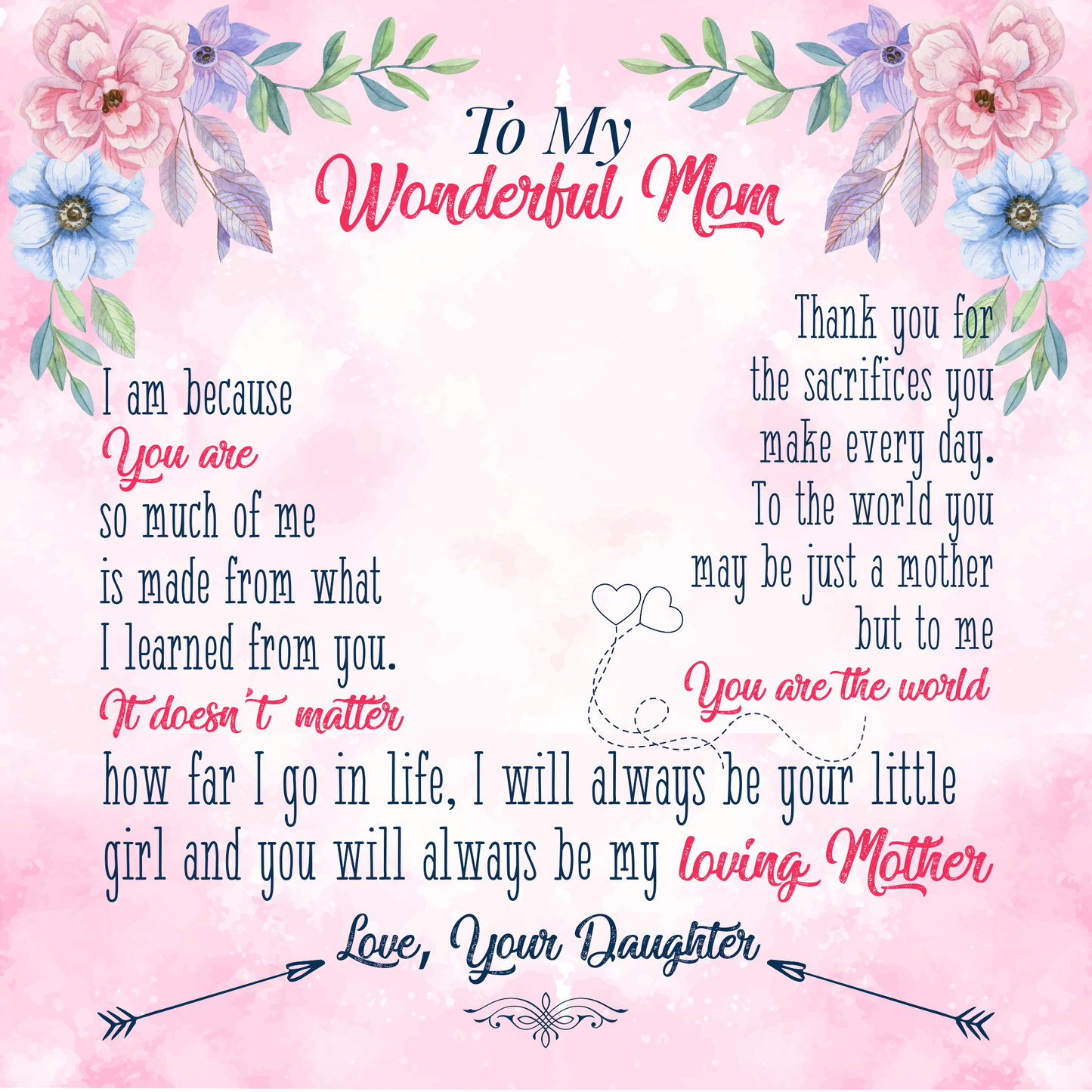 To Mother Message Card