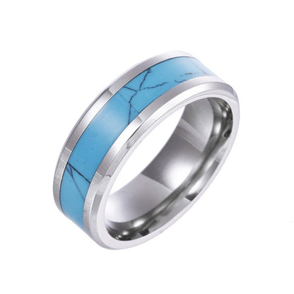 Bague en titane turquoise multicolore