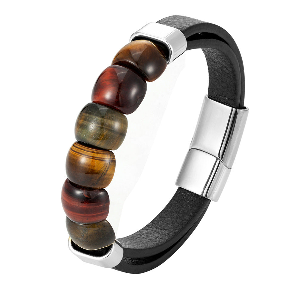 Tiger Eye Multi-Layer Leather Bracelet