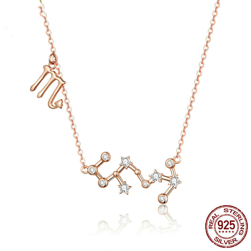 Collier Zodiaque Or Rose en Argent Sterling