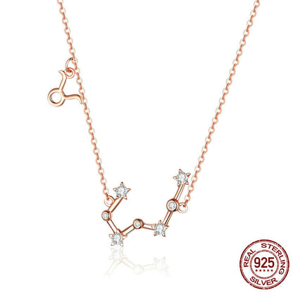 Collier Zodiaque Or Rose en Argent Sterling