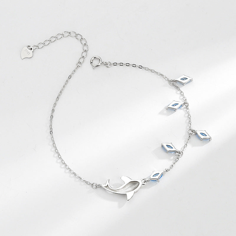 Bracelet d'amour dauphin en argent sterling