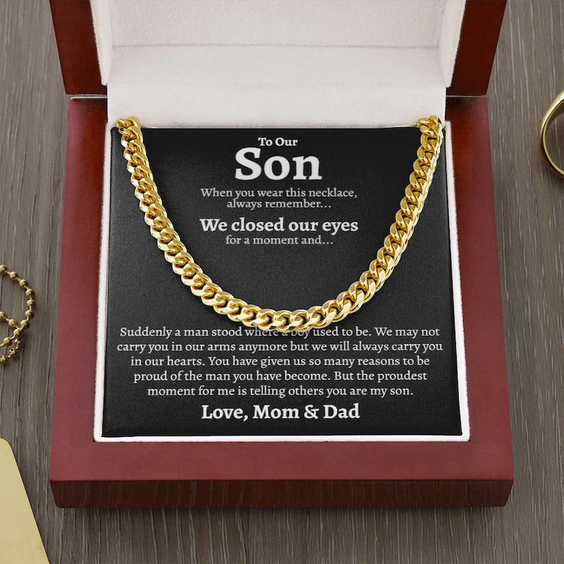 Custom Cuban link Chain Gift Set For Son